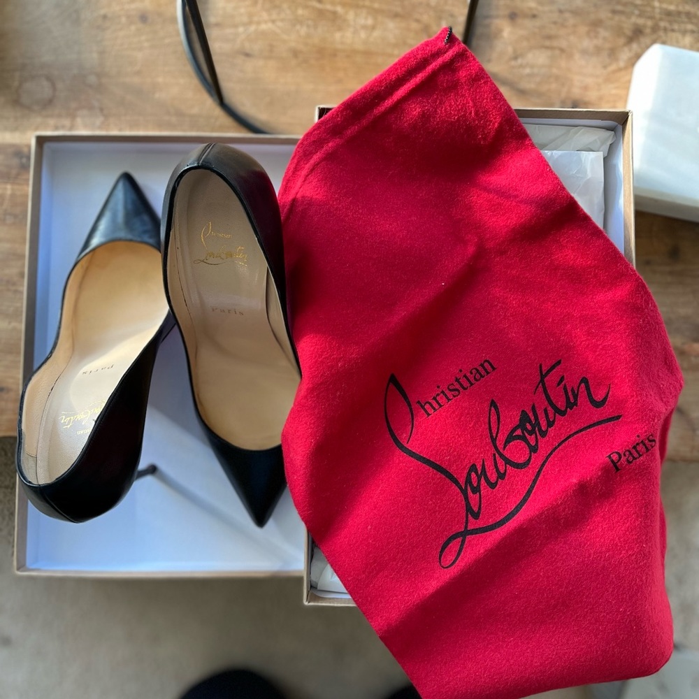 Christian Louboutin Black Pigalle Follies 100mm Leather Pumps - size 38 - Picture 8 of 10